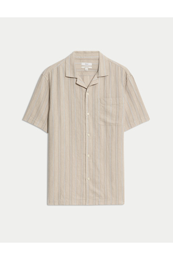 Marks & Spencer Regular Fit Keten Karışımlı Çizgili Gömlek