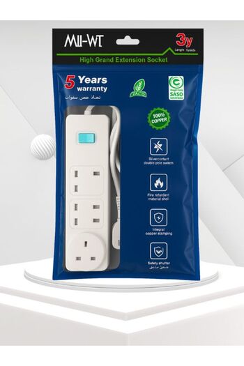 TSUMAB MWT High Grand Extension Socket – 3 Outlets, 3 Yards Cable, 100% Copper