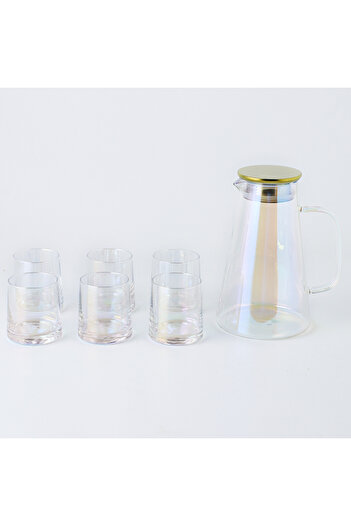 sharpdo Glass High Temperature Resistant Household Large Capacity T-shaped Pot Set One Pot Six Cups