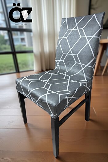ÖZMAKAN Printed Velvet Chair Cover, Chair Cover 1 Piece
