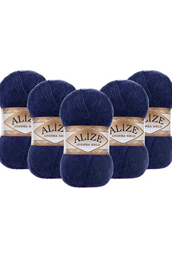 Alize Angora Gold 5 Pack Hand Knitting Yarn 100g X 5 Pieces - Color Code: 58 - Navy Blue