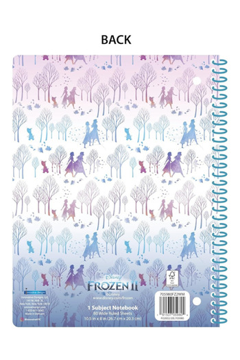 Disney Frozen 2, 1-Subject Spiral Notebook, 80 Sheets, Wide Ruled, 3-Hole Punched