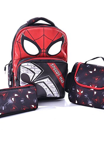 ZUZUNGA Spider-Man Themed Boy's School Bag Set (School Bag - Lunch Box - Pen Holder)