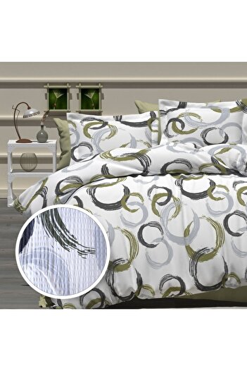 Pucioasa Crepe linen 1 person, 100% cotton, gray circles