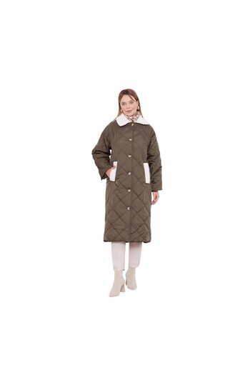 Levidor Women's Fur Detailed Quilted Coat