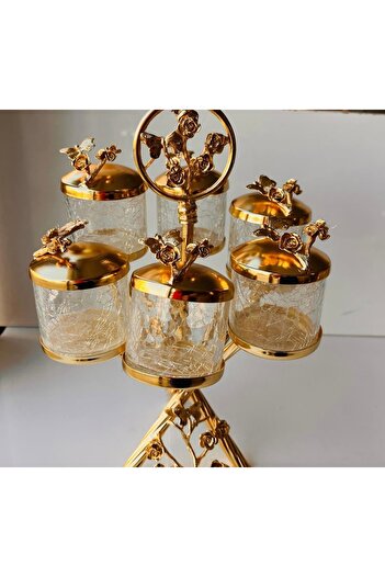 AZADE BAKIR Gold Rice Japongul Midi Cracked Glass Zigzag 6-Piece Spice Set