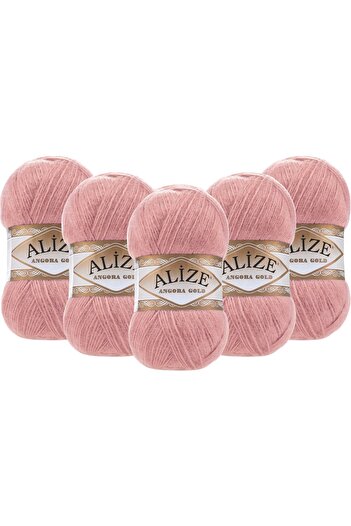 Alize Angora Gold 5 Pack Hand Knitting Yarn 100g X 5 Pieces - Color Code: 144 - Salmon Pink