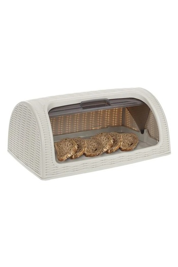divendi-ro Cutie pentru pâine, plastic, cu fereastră semitransparentă, dimensiuni 42x26cm, bej deschis