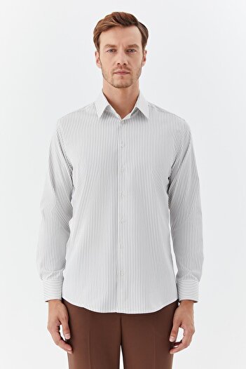 Sabri Özel Classic Collar Men's Shirt Khaki