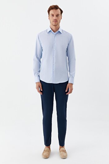 Sabri Özel Classic Collar Men's Shirt Blue