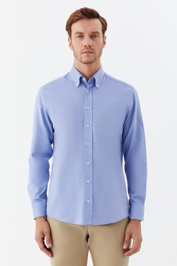 Sabri Özel Button Collar Men's Shirt Dark Blue