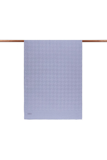 ipekevi Four Seasons Metallic Blue Houndstooth Patterned Monogram Shawl