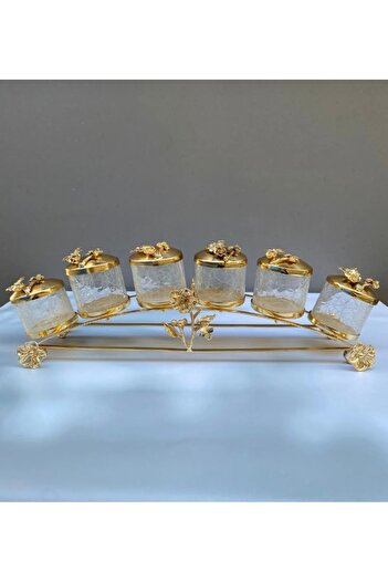 AZADE BAKIR Brass Japongul Long Cracked Glass 6-Piece Spice Set