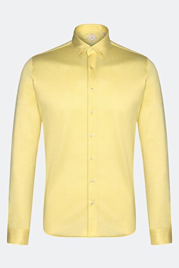 Sabri Özel Button Collar Men's T-Shirt Yellow