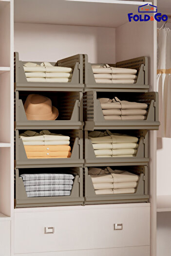 Fold&Go (3 Pieces) Multi-Purpose Sliding Shelf Cabinet Clothes and Home Accessory Organizer ”Soil”