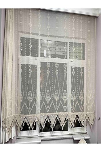 PAZARSEN Macrame Tulle Curtain Authentic Handcrafted Lace Natural Cotton Knitted Woven Curtain