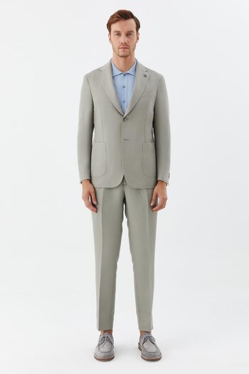 Sabri Özel Linen blend suit green