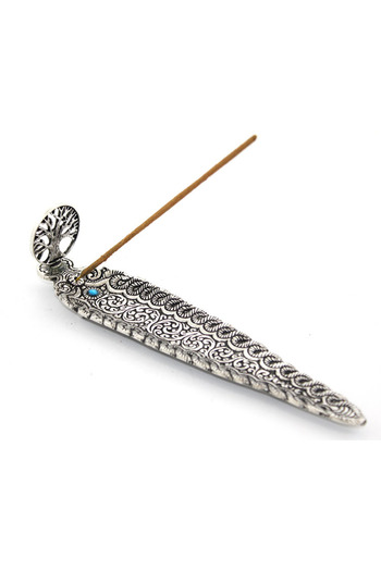 Larimar Metal Kayak Life Tree Design Incense Burner