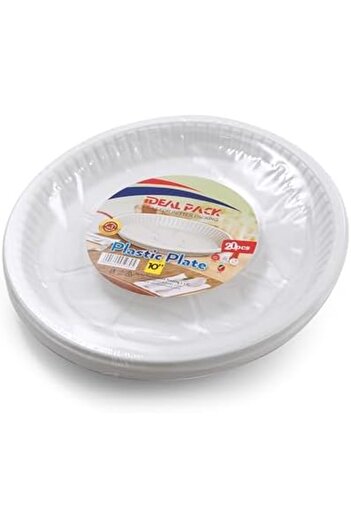 Ideal Pack 10-Inch Disposable Plastic Plates – Heavy-Duty, BPA-Free, Elegant Design | Pack of 25