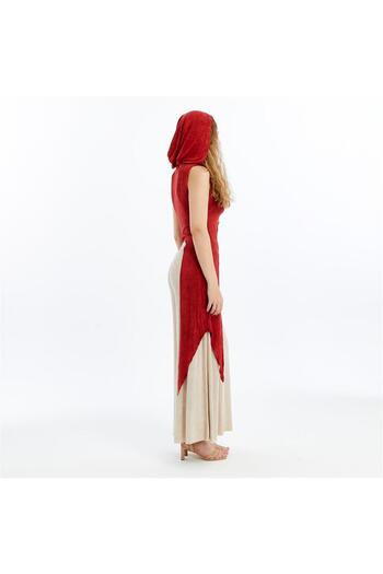S-Ponder Women's Bohemian Cut Hooded Slit Blouse with Lace Detail