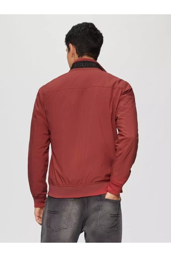 s.Oliver Men's aviator jacket with elastic cuff, Dark red