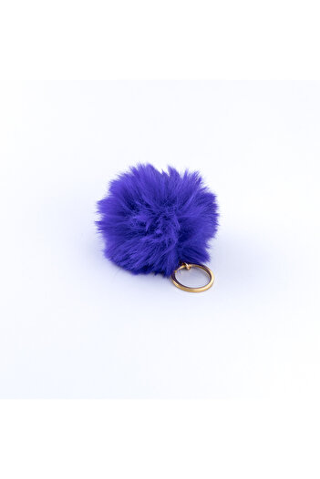 Bimotif Plush Pompon Keychain, Midnight Blue