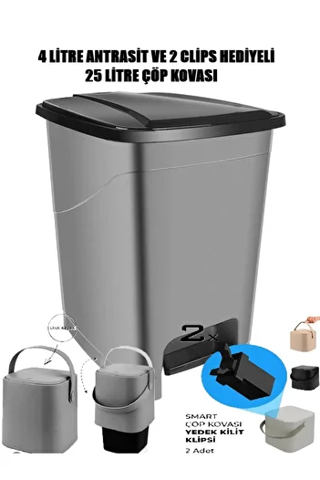 Carat Home 25 Liter Trash Can with 4 Liters and 2 Clips as a Gift