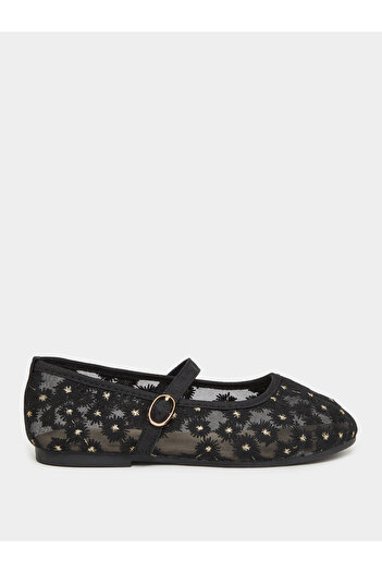 Styli Embellished Ballerinas with Buckle Closure