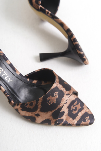 Melacomfort Leopard Thin Heeled Women's Slippers