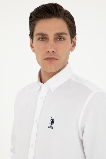 U.S. Polo Assn. Camasa Barbat Alba Cu Logo Brodat
