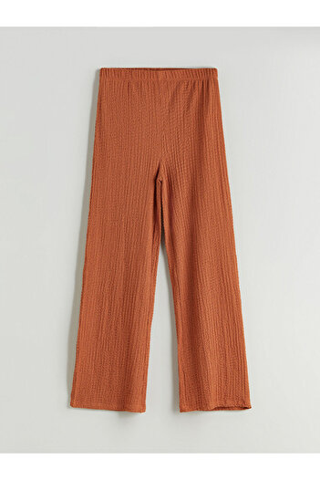 LC Waikiki Orange Textured Women's Trousers with Elastic Waist