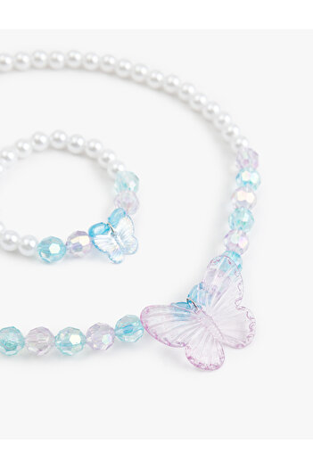 Koton Beaded Butterfly Detailed Bracelet and Necklace Set