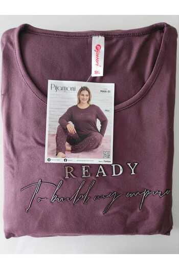 Pijamoni Milan Fabric Plus Size Long-Sleeve Pajamas Set 7666