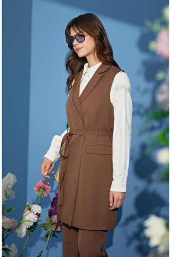 Fatma Atasoy Tie-Up Vest Brown