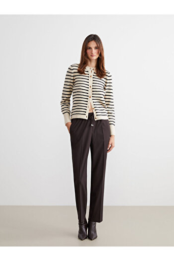 LC Waikiki Brown Elastic Waist Carrot Cut Women's Trousers
