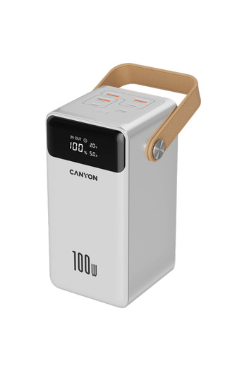 CANYON External Battery OnPower 610 Metal, 60000 mAh, 100 W PD (White)