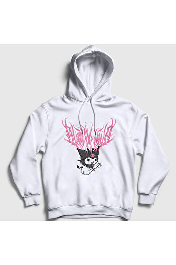 Presmono Unisex Λευκό Μεταλλικό Μουσικό Kurami Kuromi Φούτερ με κουκούλα 567969tt