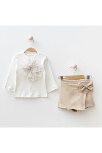 My Lusa baby wear Girl's Suit with Floral Accessories Shorts Skirt
