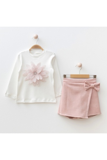 My Lusa baby wear Girl's Suit with Floral Accessories Shorts Skirt
