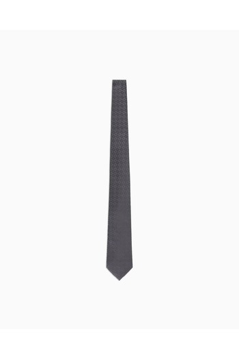 Emporio Armani Men's Pure Silk Fabric Square Eagle Pattern Gray Tie 340075 2R612-00041
