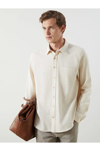 LC Waikiki Lcwaikiki Classicekru Slim Fit Long Sleeve Dobby Men's Shirt