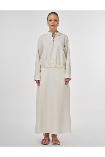 Kayra Seersucker Skirt Suit Ka Ky-B25-76015 - Ecru