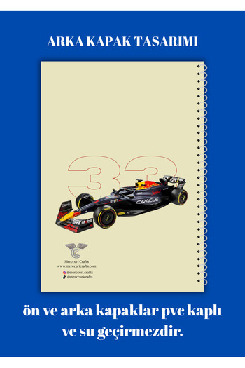 merccuri crafts Max Verstappen A4 Spiral School Notebook 50 Sheets - Check Pvc Coating Waterproof