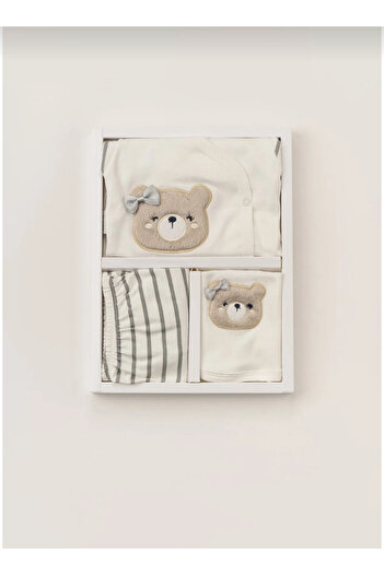 Baby Wings Cotton Teddy Bear Susene Embroidered Luxury Newborn Hospital Release Bodysuit Set - Boxed