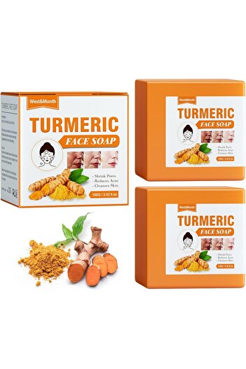 Hope TERRIFI 2Pcs Natural Turmeric Soap Bar for Face & Body, Skin Brightening Soap for Dark Spots, Undera