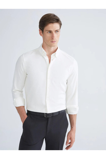 LC Waikiki Southblueecru Slim Fit Long Sleeve Men's Shirt