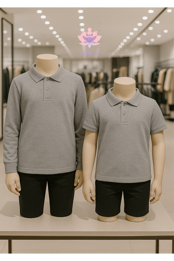 Loule 100% Cotton Long Sleeve & Short Sleeve 2 Pieces Polo Neck T-Shirt Ll.Dc.In1.002