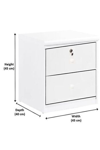 AWF AL WADI FURNITURE Bery Bedside Table, Night Stand Table Side Table with Lockable Key Drawer,Easy Assembly White