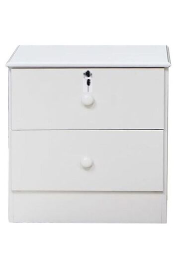 AWF AL WADI FURNITURE Bery Bedside Table, Night Stand Table Side Table with Lockable Key Drawer,Easy Assembly White