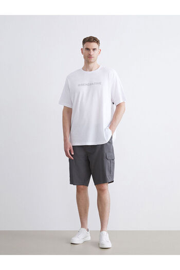 LC Waikiki Anthracite Large Size Standard Fit Gabardine Men's Shorts